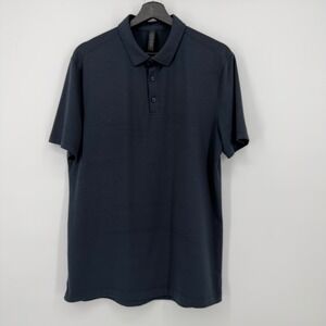 Lululemon Men's Large Navy Blue Short Sleeve Polo Shirt Stretch Performance
